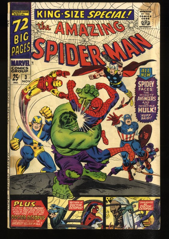 Amazing Spider-Man Annual #3 VG- 3.5 Iron Man Captain America Hulk!