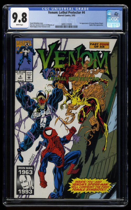 Venom: Lethal Protector #4 CGC NM/M 9.8 White Pages 1st Scream!