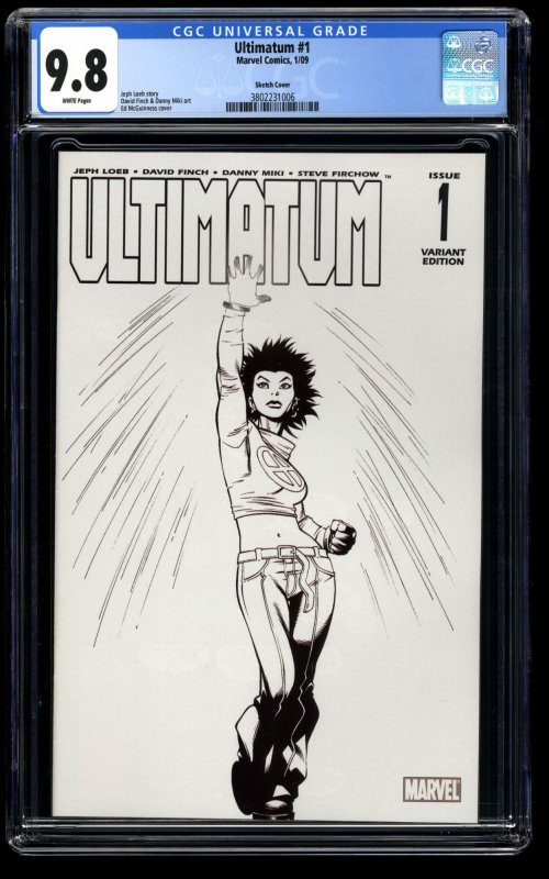 Ultimatum #1 CGC NM/M 9.8 1:75 Mcguinness Black and White Sketch Variant