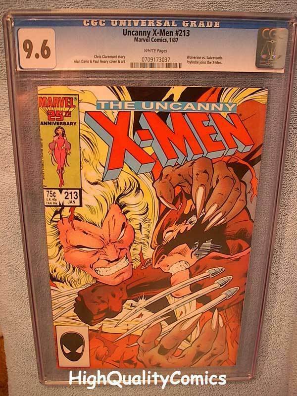 X-MEN #213, CGC 9.6, NM+, WP, Wolverine vs Sabretooth, more CGC in store