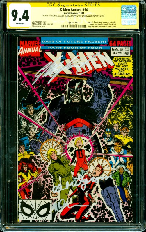 X-Men Annual #14 CGC Graded 9.4 Fantastic Four & Ahab appearance. Gambit came...