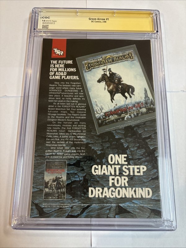 Green Arrow (1988) # 1 (CGC 9.8 SS) Signed Sketch Mike Grell  * DC Comics