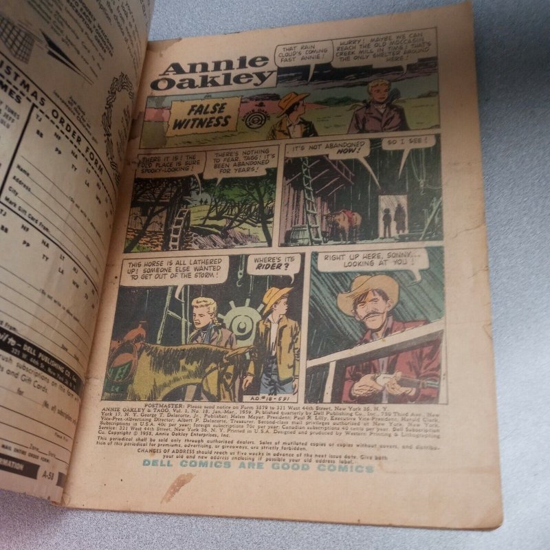 1959 DELL PUBLISHING ANNIE OAKLEY AND TAGG in FALSE WITNESS VOL 1 #18 Silver age