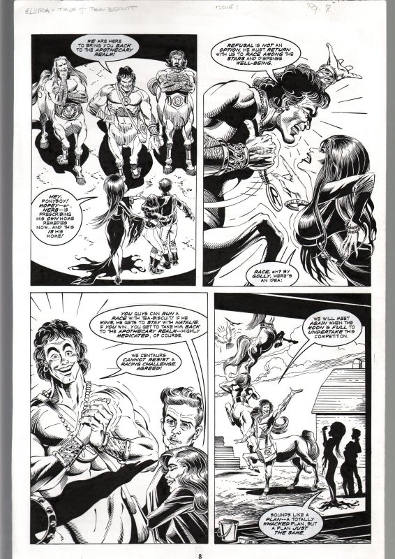 TOD SMITH-ELVIRA #134-TALES OF TEA BISCUIT -ORIGINAL ART PAGE 8-QUEEN 'B' FN 