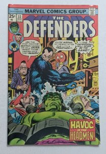 Defenders #33 (Mar 1976, Marvel) FN+ 6.5 Headman appearance Nebulon cameo