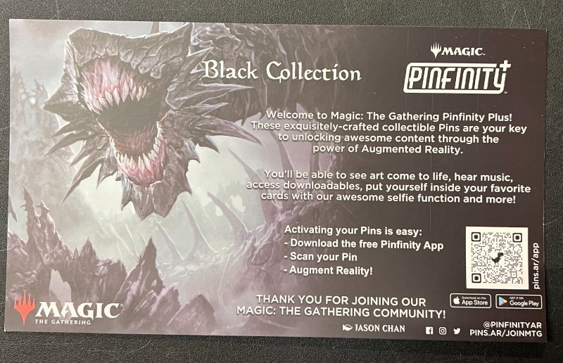 Pinfinity Magic The Gathering MTG  Black Collection Mana AR Pin Badge Set NEW F2