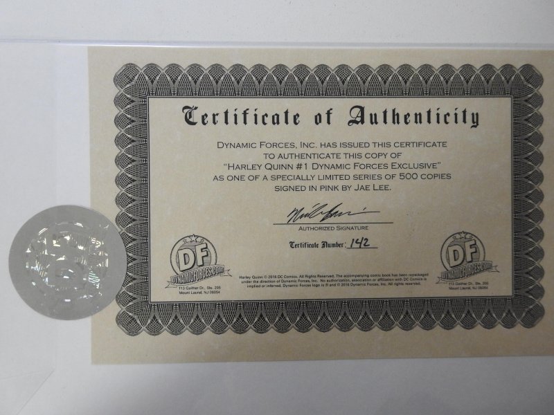 Harley Quinn #1 Dynamic Forces Exclusive Signed by Jae Lee W/ COA- LDT 500