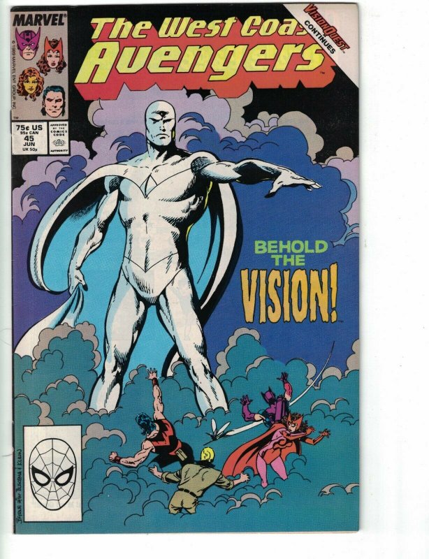 West Coast Avengers #45 FN 1st appearance of white vision john byrne new show