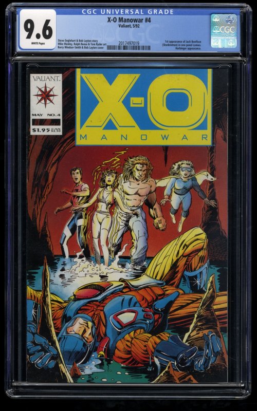 X-O Manowar #4 CGC NM+ 9.6 White Pages 1st Jack Boniface Shadowman!