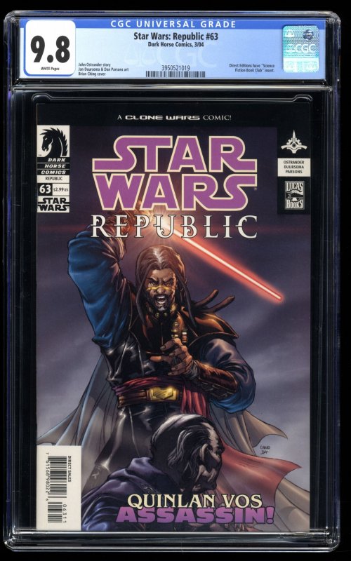 Star Wars: Republic #63 CGC NM/M 9.8 White Pages 1st Darth Andeddu!