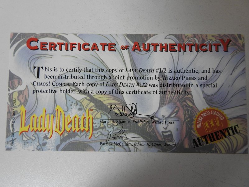 Lady Death #½ (1994) W/ COA VF- Condition