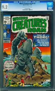 Where Creatures Roam #3 (1970) CGC 9.2 NM-
