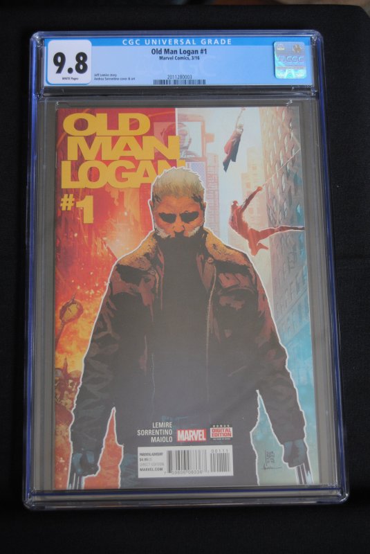 Old Man Logan #1, CGC 9.8, Jeff Lamire Story, White Pages.