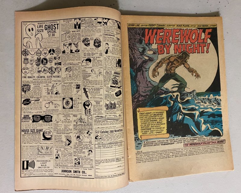 Marvel Spotlight #3 Marvel Werewolf By Night (5.0 VG/FN (water damage)) (1972)
