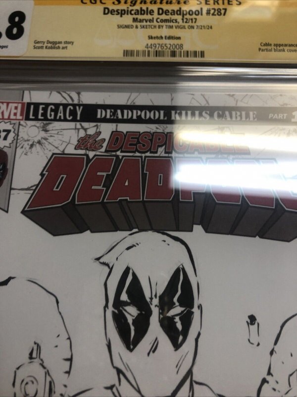 Despicable Deadpool (2017) #287 (CGC 9.8 SS) Signed sketch Tim Vigil  * Marvel