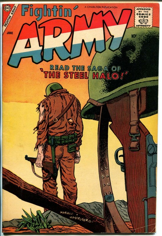 Fightin' Army #25 1958-Charlton-memorial cover-Sid Check art-FN-