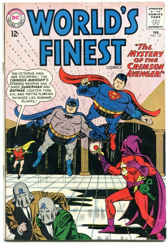 WORLDS FINEST #131 1963-CRIMSON AVENGER-BATMAN-SUPERMAN FN-