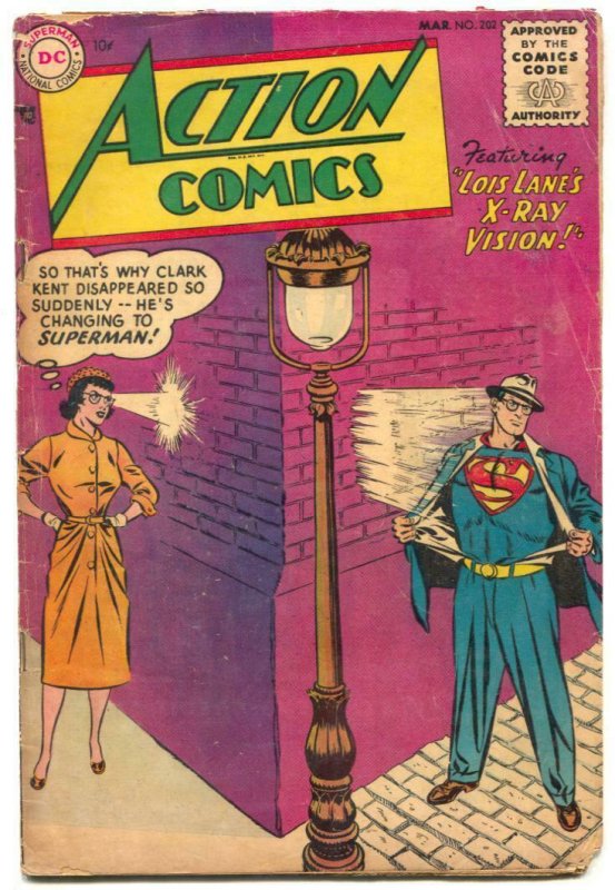 Action Comics #202 1955- DC Silver Age- Superman 1st code issue VG-