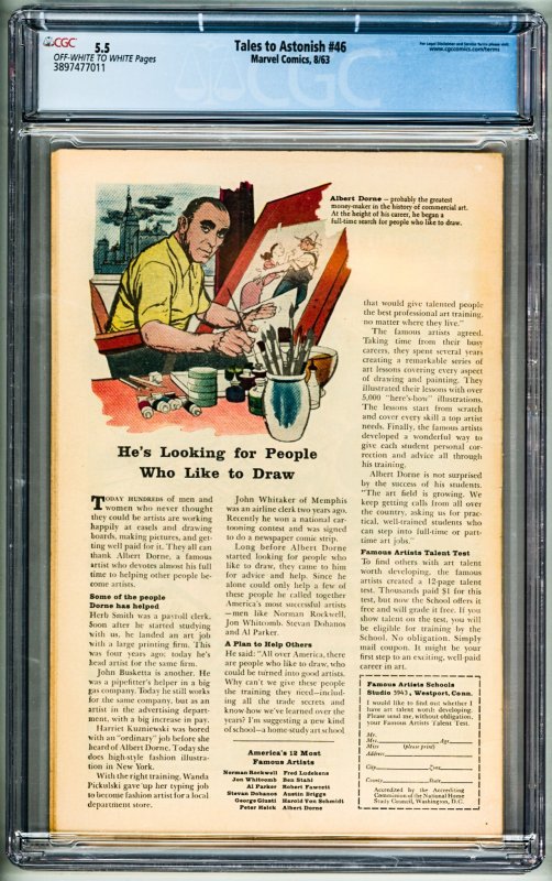 Tales to Astonish #46 (1963) CGC 5.5! OWW Pages!