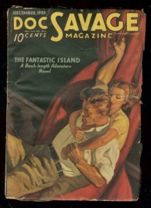 DOC SAVAGE DEC 1935-FANTASTIC ISLAND-PULP-GOOD GIRL ART VG