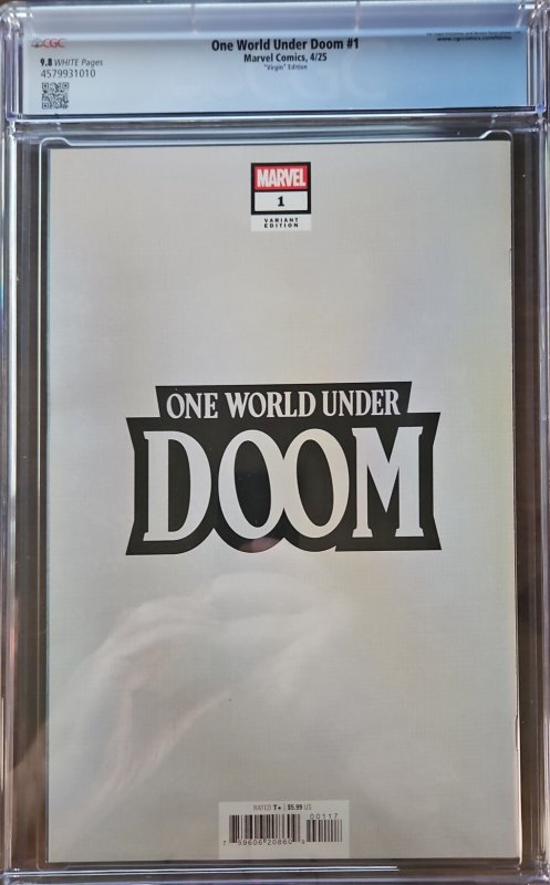 One World Under Doom #1 CGC 9.8 - 1:50 Virgin Variant Ben Harvey