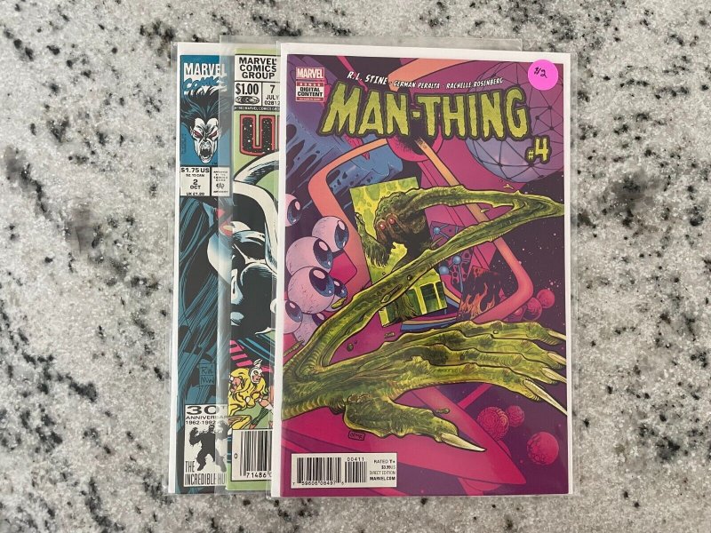 3 Marvel Comics Man-Thing 4 + Marvel Universe 7 + Morbius Vampire 2 NM 52 J807