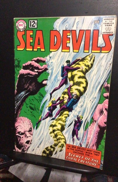 Sea Devils #9 (1963) Sharp deep green cover 1st Coral Creature! FN Boca CERT!