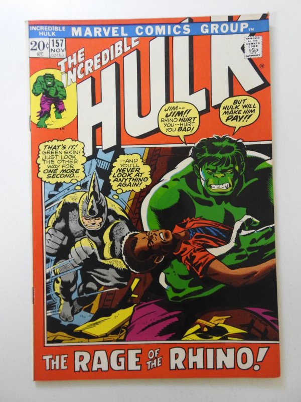 The Incredible Hulk #157 (1972) Rage of The Rhino! Beautiful VF- Condition!