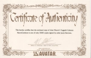Alan Moore's Yuggoth Cultures and Other Growths #0 (Avatar Press 2003) SIGNED