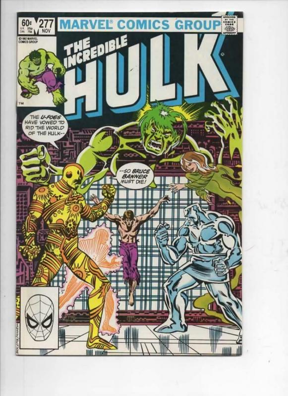 HULK #277, VF/NM, Incredible, Bruce Banner, U-Foes, 1968 1982, Marvel