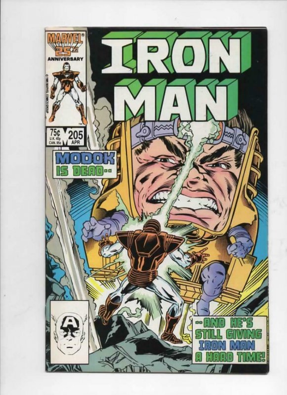 IRON MAN #205, VF/NM Tony Stark, Modok, 1968 1986, more IM in store, Marvel