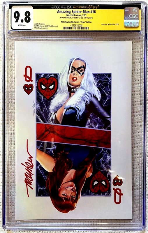 ?~MARVEL~AMAZING SPIDER-MAN #16 (2023)~?~MAYHEW~VIRGIN~SIGNED~?~CGC 9.8~?