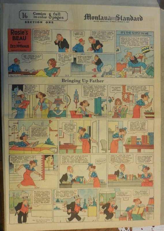 Bringing Up Father Sunday by George McManus from 3/7/1937 Full Page Size!