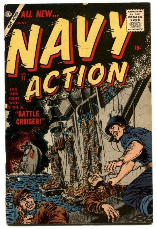 Navy Action #17 1957- Atlas comic- Battle Cruiser VG/F