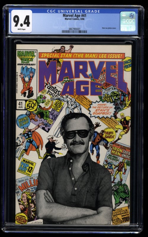 Marvel Age #41 CGC NM 9.4 White Pages Stan Lee Photo Cover!