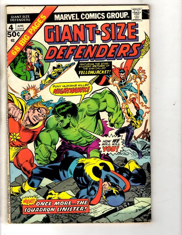 Giant Size Defenders # 10 VG Marvel Comic Book Hulk Dr. Strange Nighthawk SS10