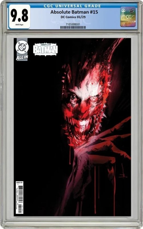 ABSOLUTE BATMAN #15 CGC 9.8 ? CVR B JOCK CARD STOCK VARIANT