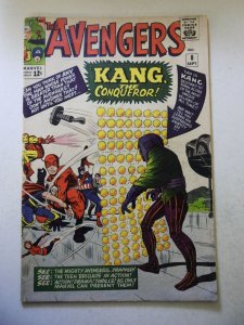 The Avengers #8 (1964) 1st App of Kang the Conqueror! VG Condition stains bc