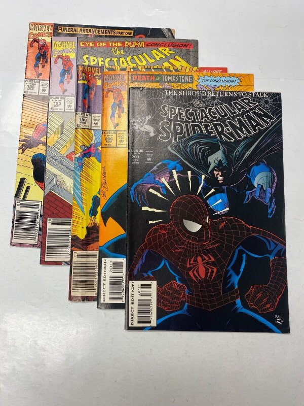 5 Spectacular Spider-Man MARVEL comic books #186 193 198 206 207 78 KM14