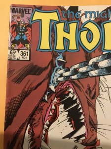 THE MIGHTY THOR #361 : Marvel 11/85 Fn+; Walt Simonson, Odin, Fenris Wolf