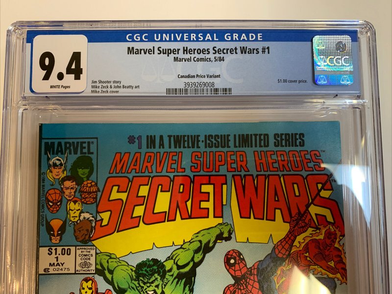 Secret Wars (1984) # 1 (CGC 9.4 WP) Canadian Price Variants (CPV)