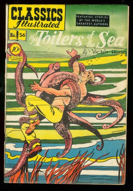 Classics Illustrated #56 HRN 55-TOILERS OF SEA-OCTOPUS FN