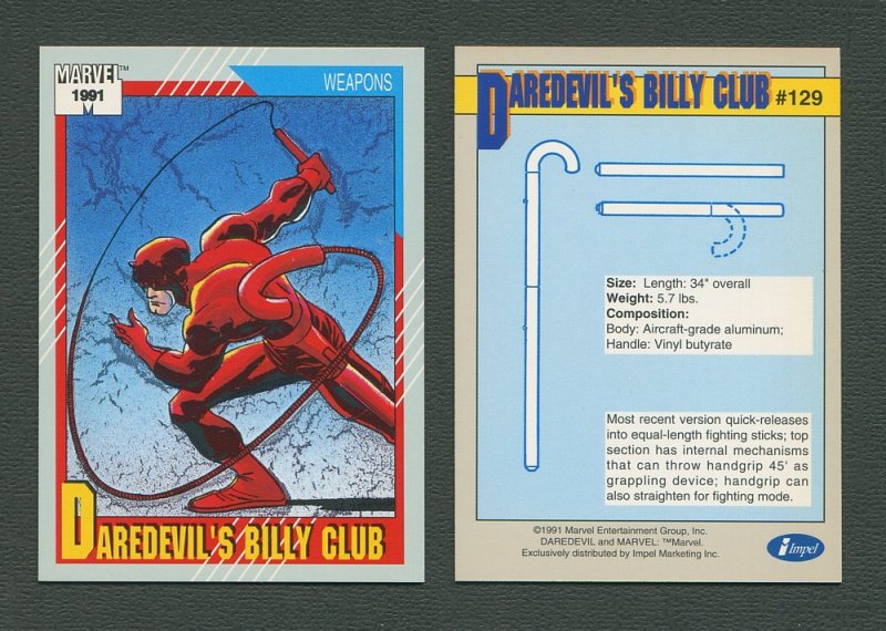 1991 Marvel Comics II  Card  #129 ( Daredevil's Billy Club )  MINT