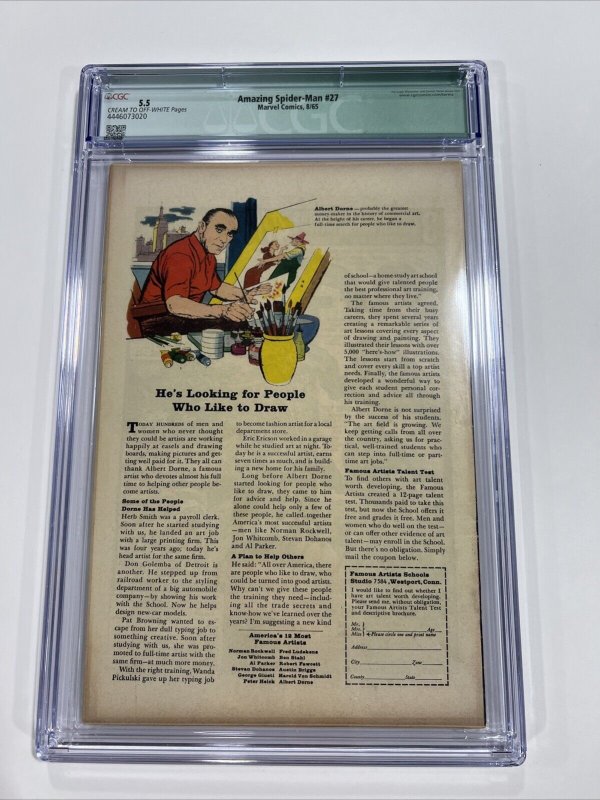 Amazing Spider-man 27 Cgc 5.5 Qualified Page 3 And 15 Missing