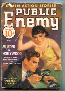 PUBLIC ENEMY #5 1936 May Hero Pulp Magazine-Spicy cover art