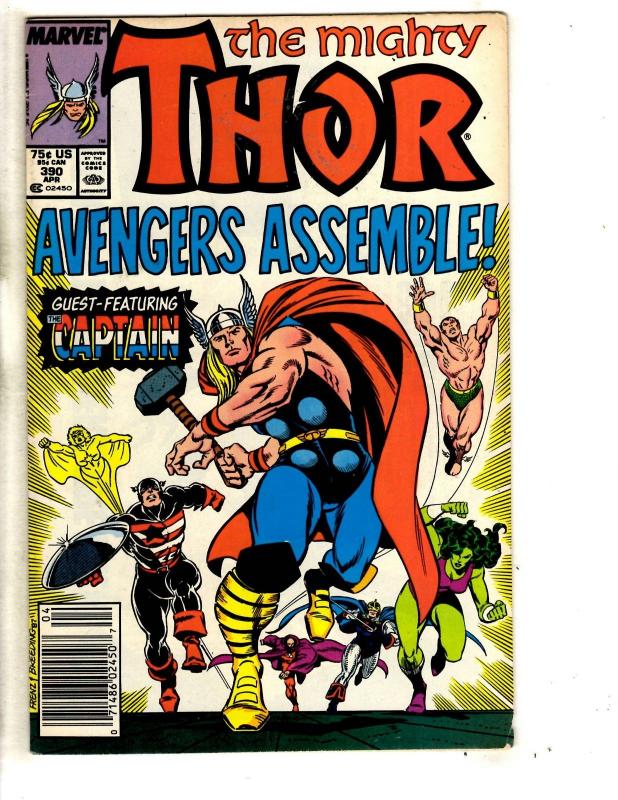 Mighty Thor # 390 FN/VF Marvel Comic Book Avengers Hulk Thor Captain America RH4