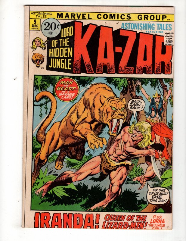 Astonishing Tales #9 (FN/FN+) 1971 Ka-Zar & Zabu Bronze MARVEL   / ID#944