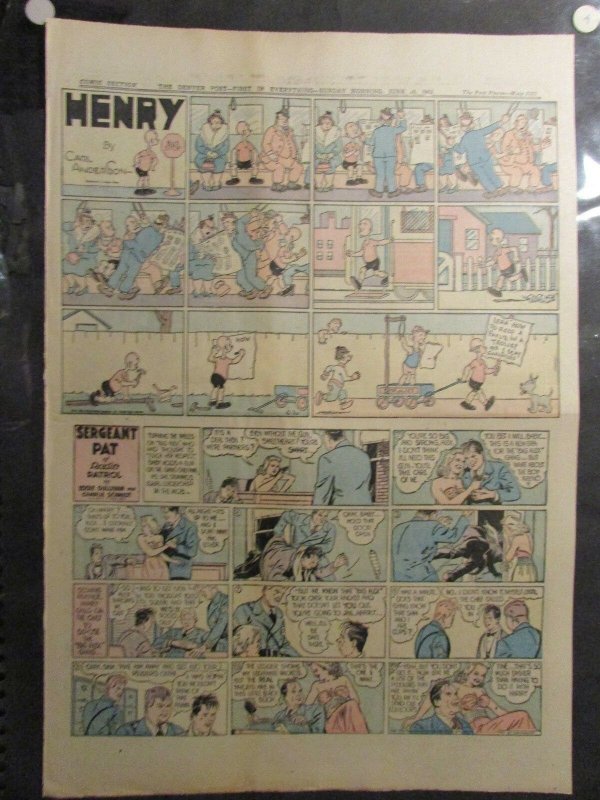 1943 June 20 SUNDAY COMIC PAGE 15x21 FN 6.0 Popeye / Henry / Sergeant Pat