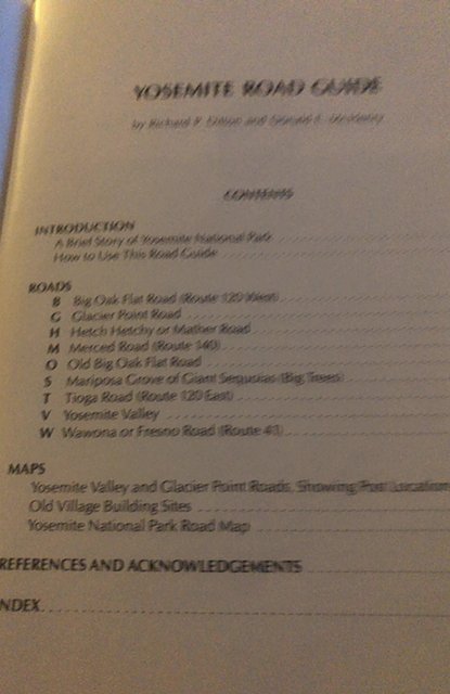 Yosemite Road guide sheet to roadside markers 1981 great nap