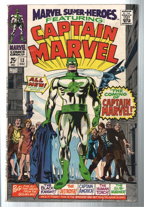 MARVEL SUPER-HEROES 12 VG 4.0;1st APPEARANCE OF CAPTAIN MARVEL.